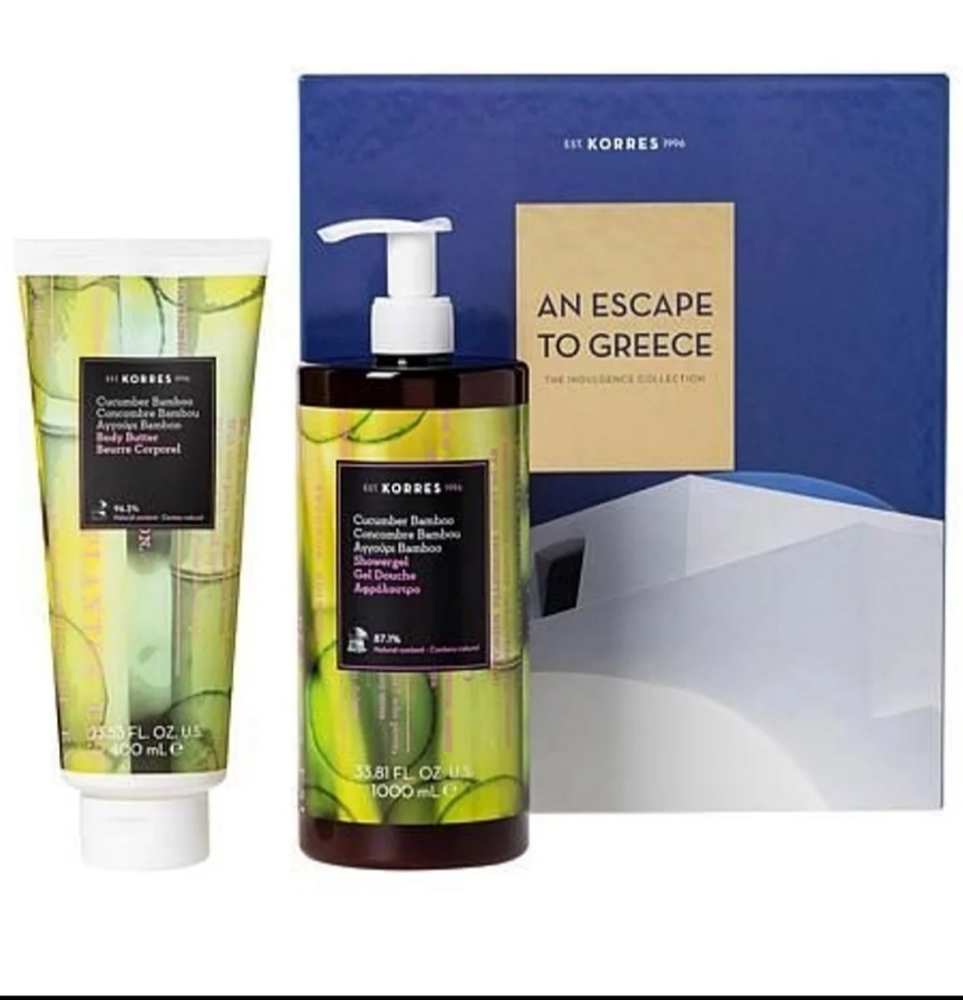 Korres an scape to Greece cucumber bamboo 2 pc set